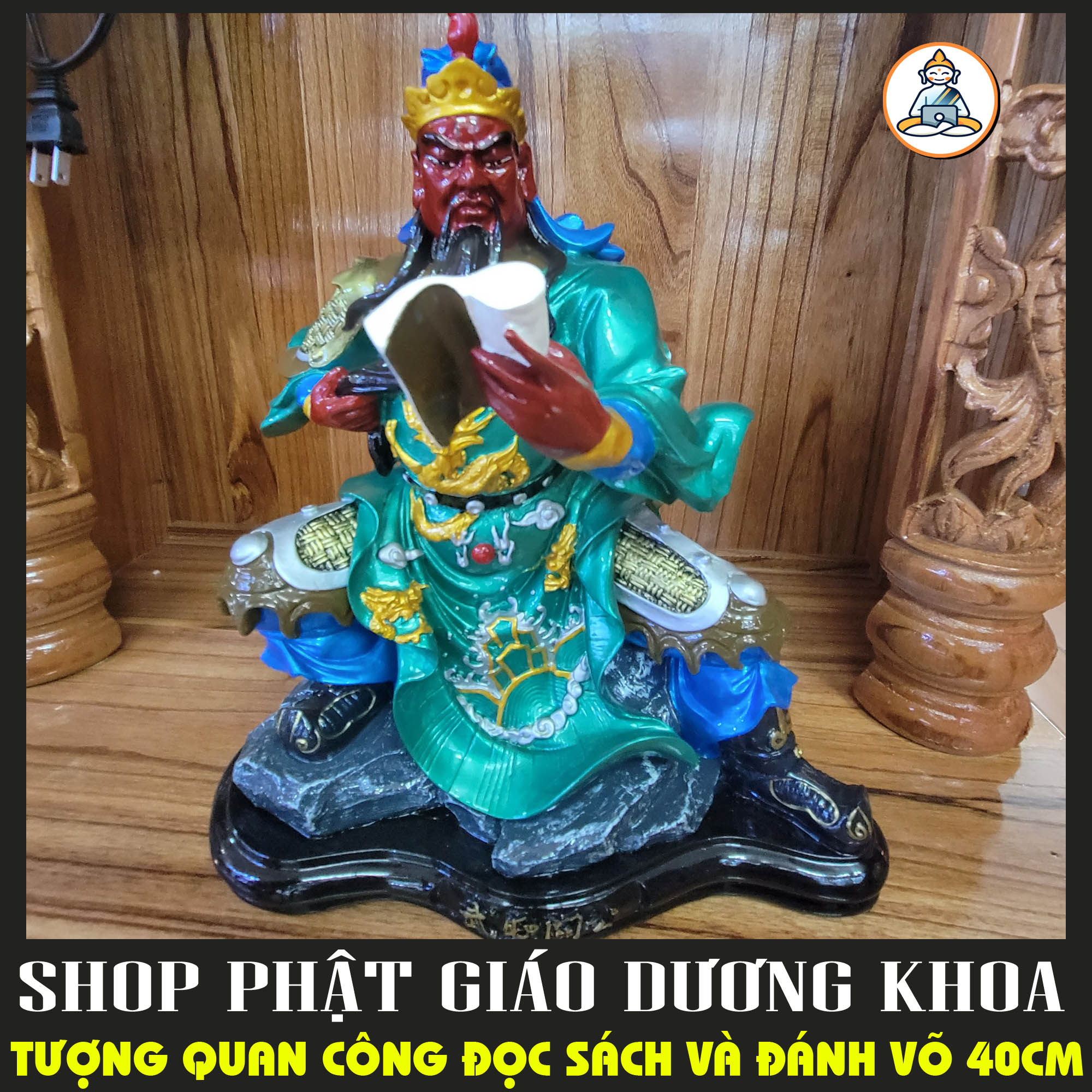 Tượng QUan Công Ngồi Đọc Sách 35cm cực đẹp