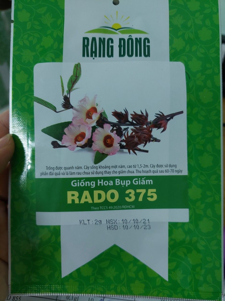 [Seeds] Hạt giống cây hoa bụp giấm RD375, đóng gói 2gr