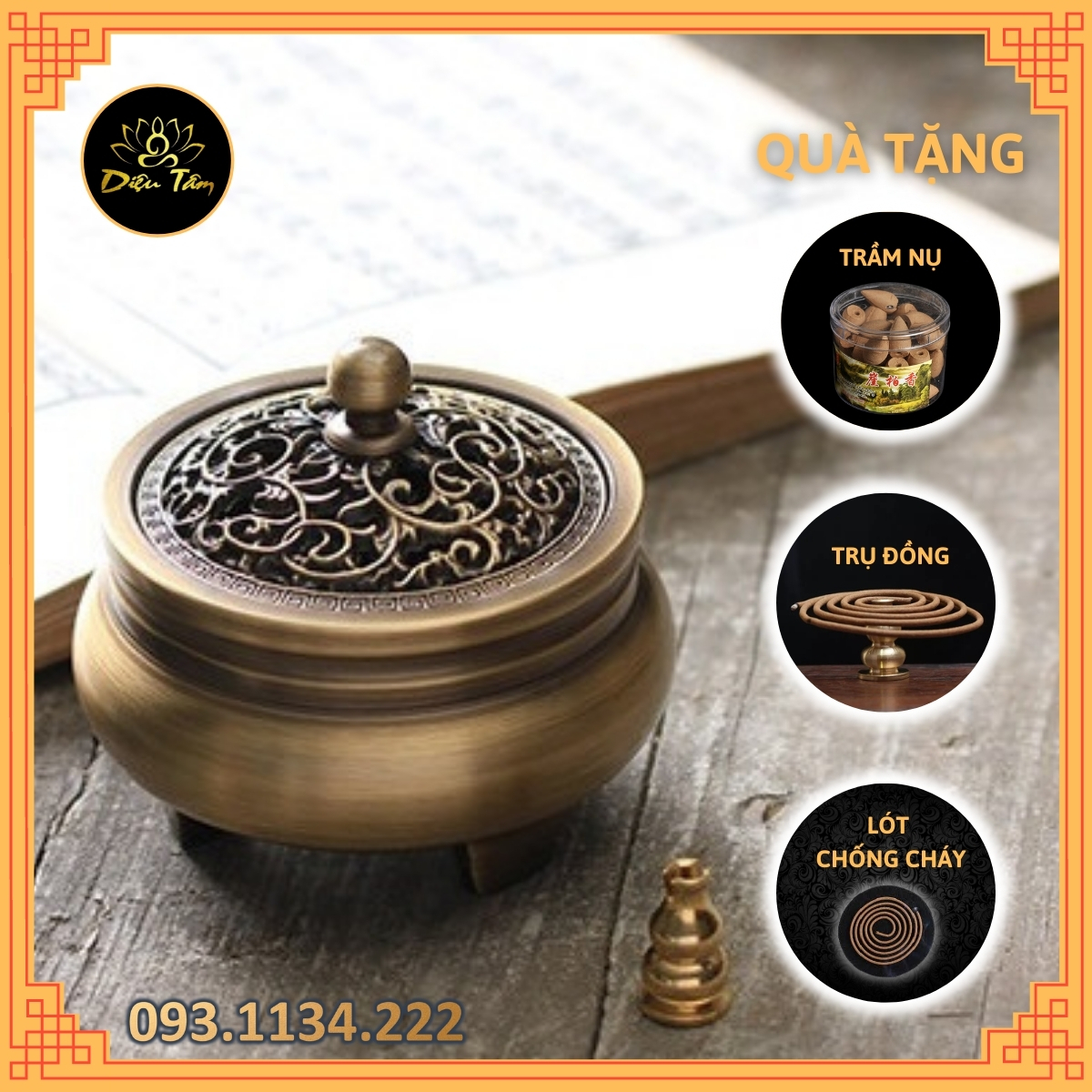 sleeri Brass Incense Burner, Incense Burner Holder, Brass Cone Incense Burner