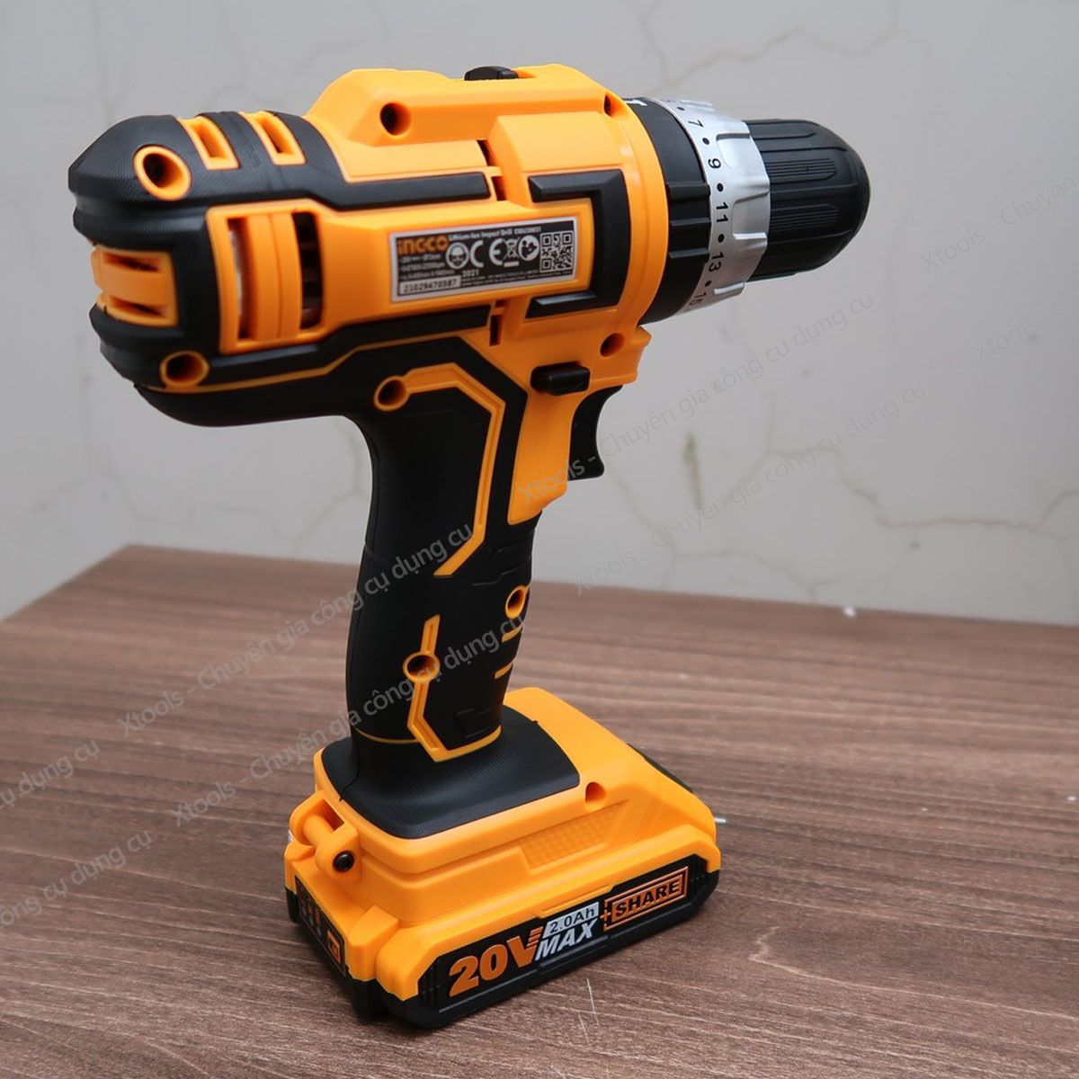 20V ingco cidli20031 2 speed battery concrete drill 13mm drill bit automatic drill bit with 2 pin 50 accessories portable battery drill