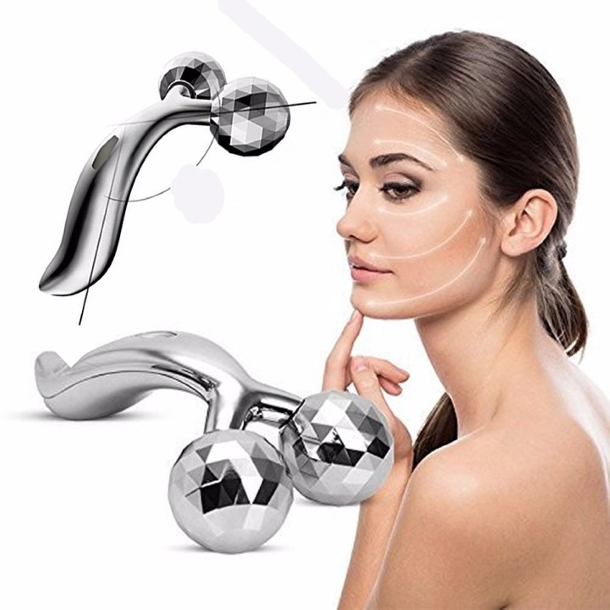 Con lăn massage mặt 3D cao cấp matxa toàn thân, cằm, mũi, bụng, tay, chân.Mịn màng mát xa đẹp da, tạo cằm V-Line