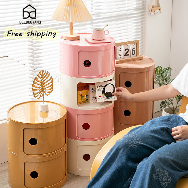 Nordic ins net red bedside table modern simple white round creative small cabinet mini simple plastic sideboard