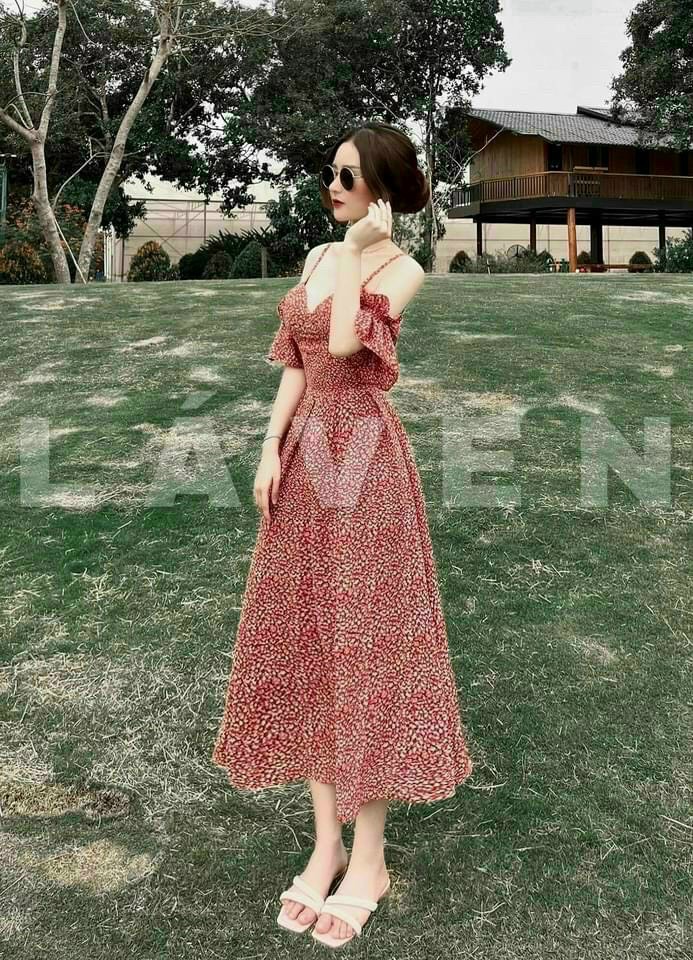 [Đầm mới] đầm maxi lụa hoa hai dây có mút ngực kiểu đầm maxi tiểu thư chất lụa dày dặn mịn da thời trang thiết kế LANCHI