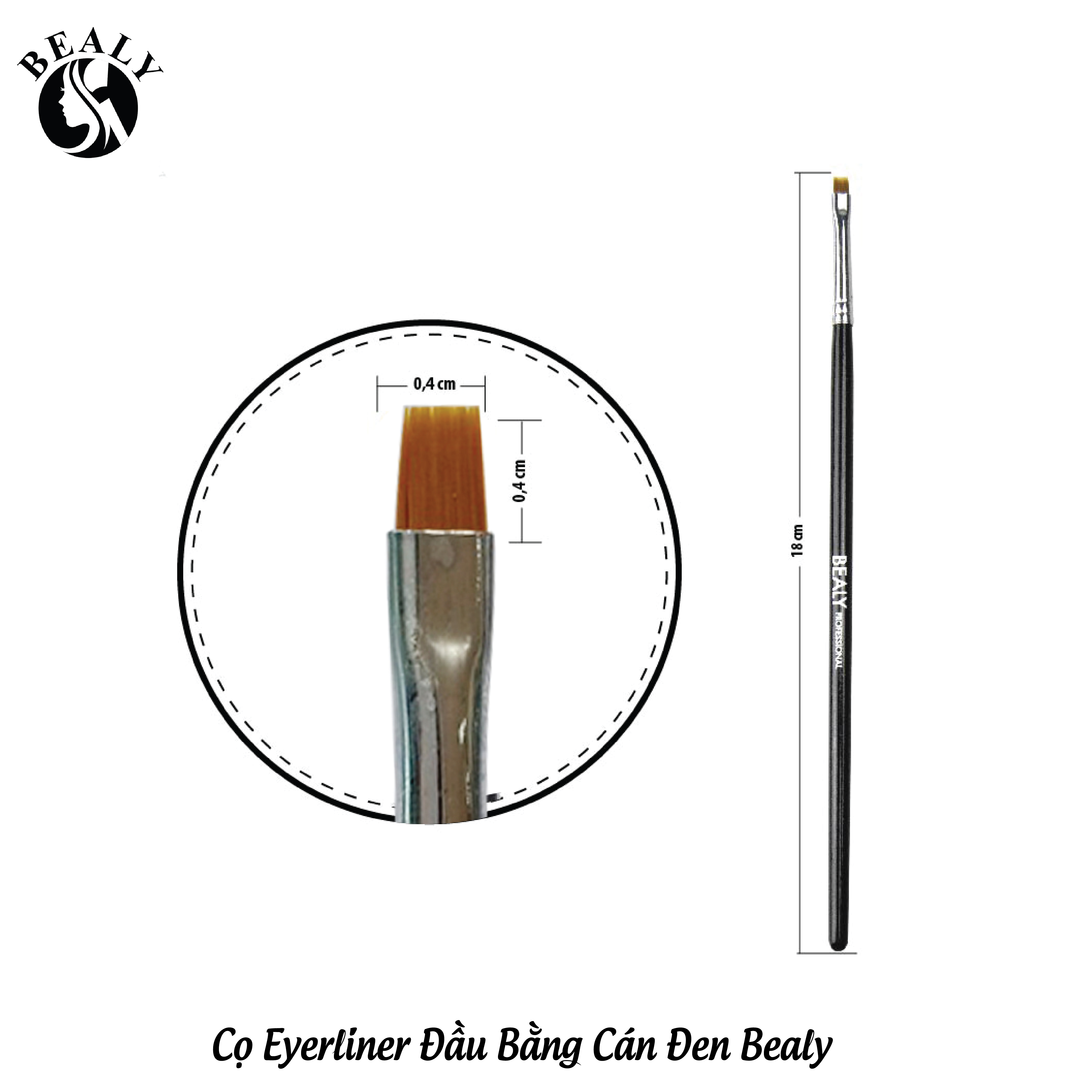 CỌ  EYELINER ĐẦU BẰNG/ XÉO CÁN ĐEN BEALY