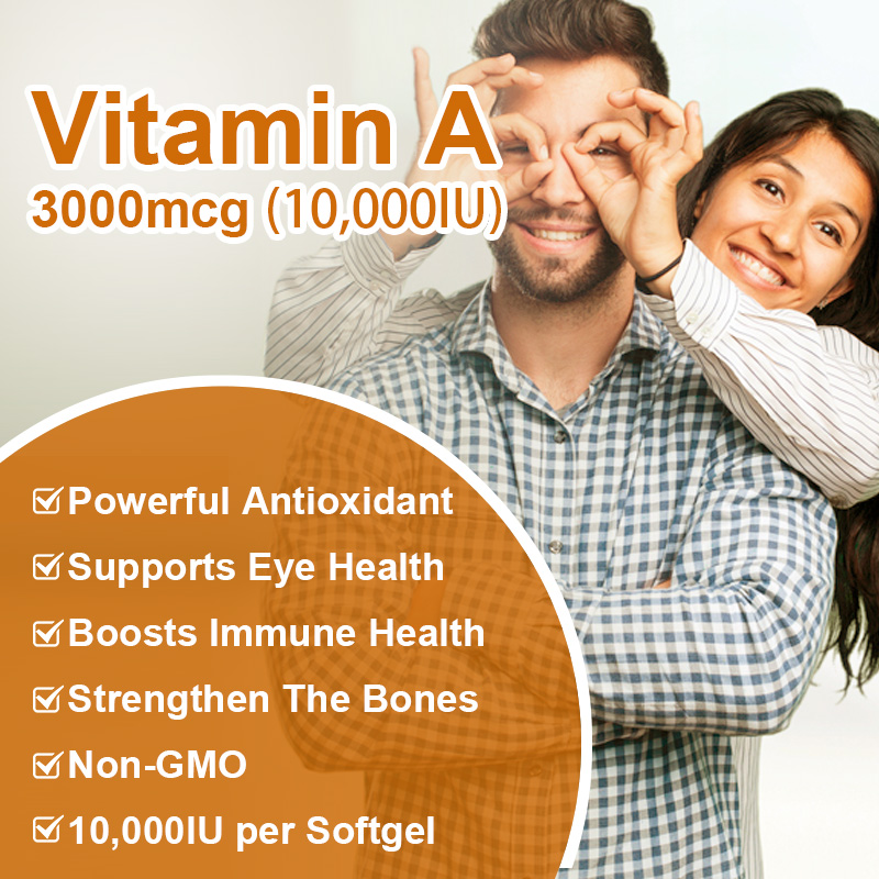 BEWORTHS Vitamin cho mắt Viên nang Vitamin A 10.000 IU Hỗ trợ Da & Mắt khỏe mạnh, Hoạt động chống oxy hóa và Chức năng Hệ thống Miễn dịch