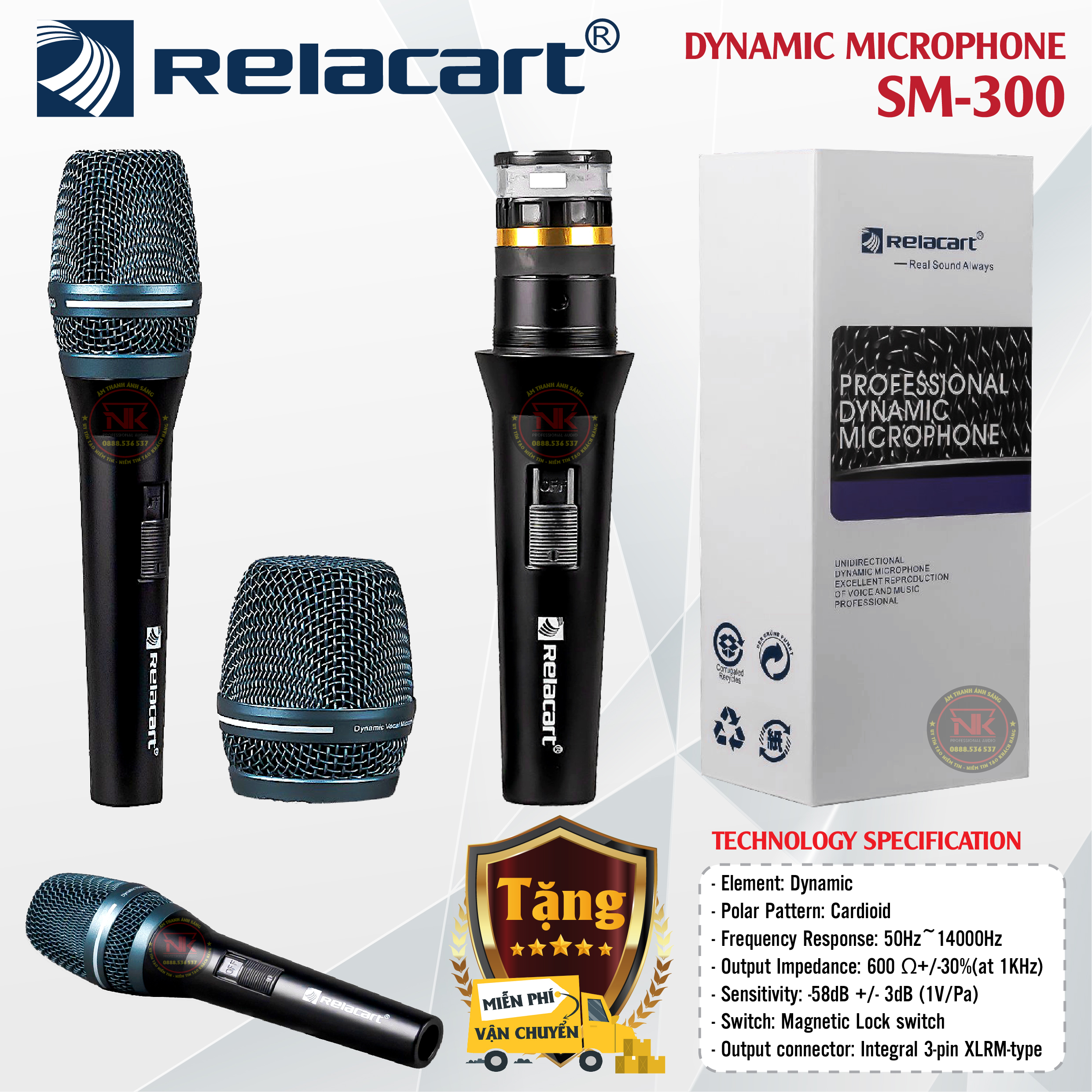 RELACART Dynamic Microphone SM300 miễn phí vận chuyển