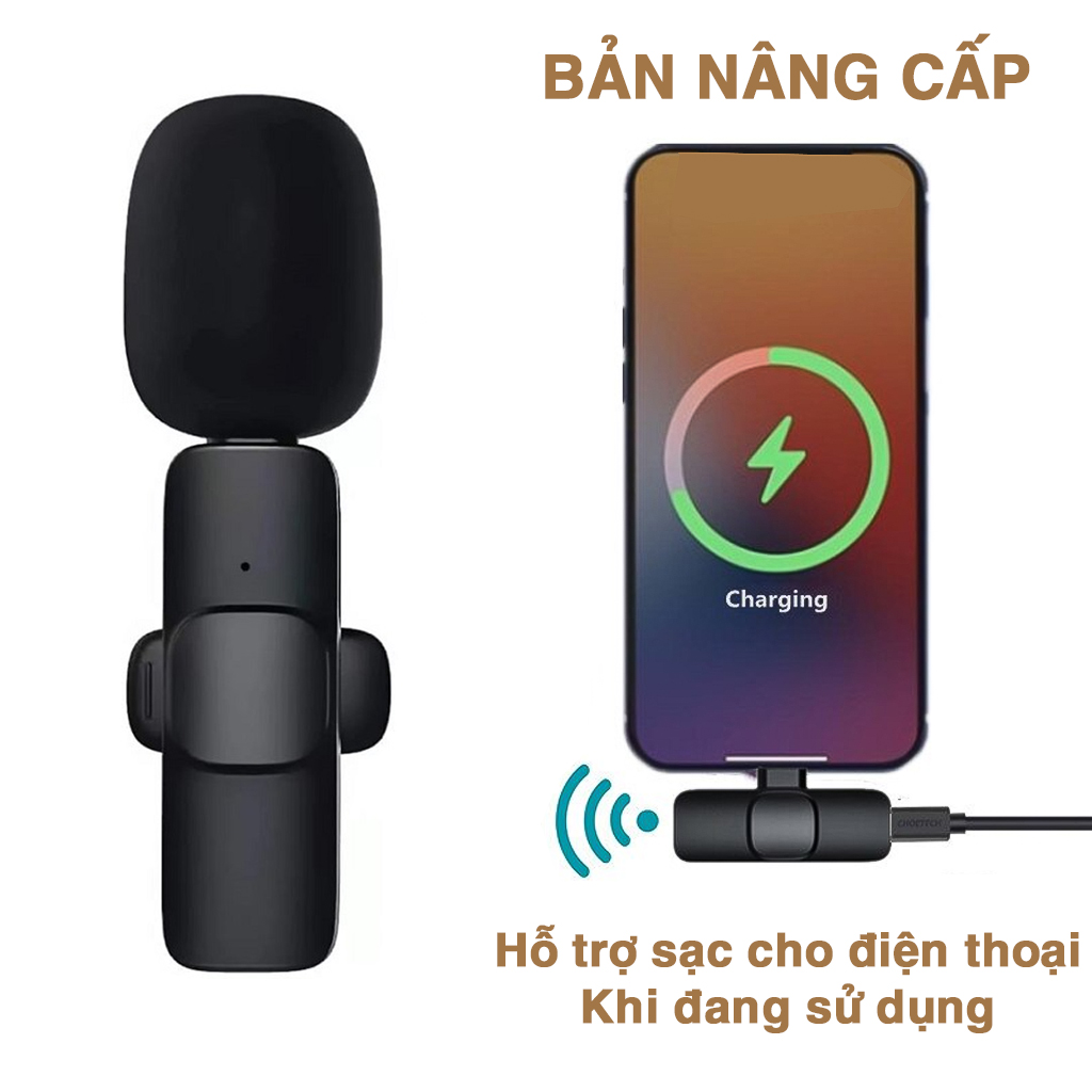 Micro Không Dây Cài Áo Thu Âm Cho Điện Thoại Mic Thu âm Livestream Không Dây Mini Chân Type C
