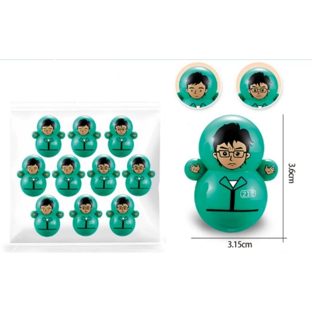 Combo 10/20/50 con Lật đật squid game mini, đồ chơi lật đật mini doraemon cho bé cute dễ thương giá rẻ (pikachu, trò chơi con mực, minion)