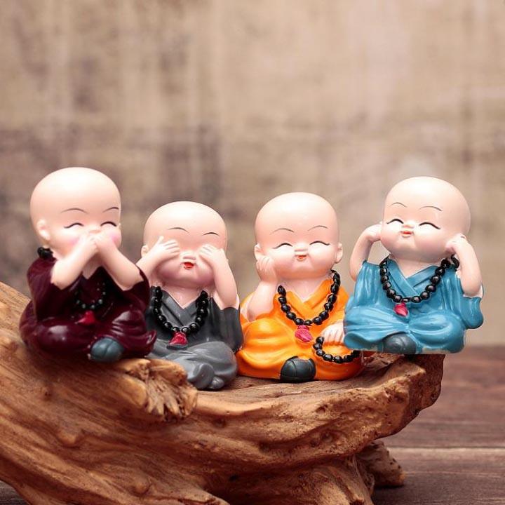Bộ tượng chú tiểu tứ không sản phẩm phong thủy đem lại cảm giác dễ chịuniềm vui may mắn và bình an tmark