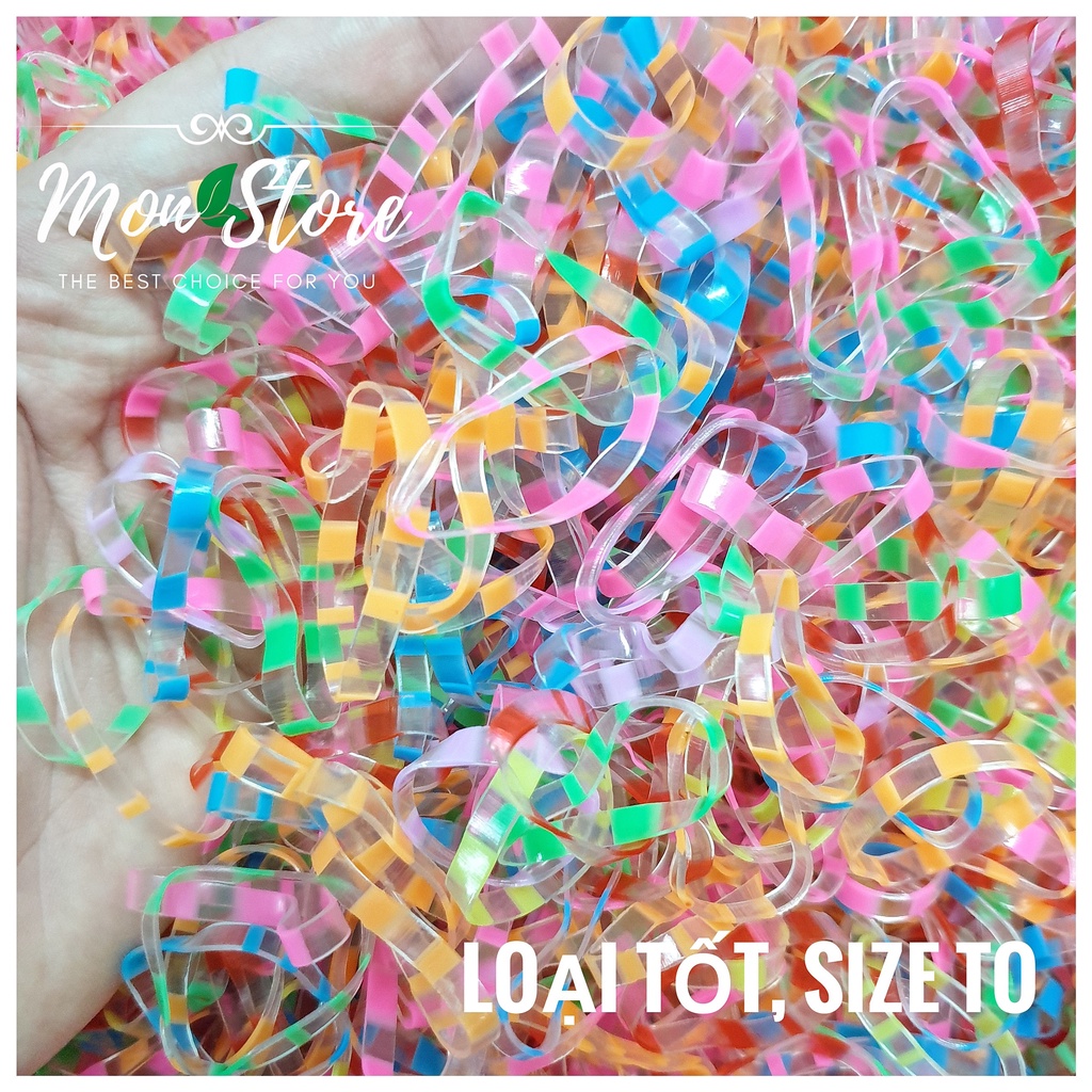 [Loại tốt, size to] Thun cột tóc MÀU ĐỨT KHÚC mix màu xinh xắn