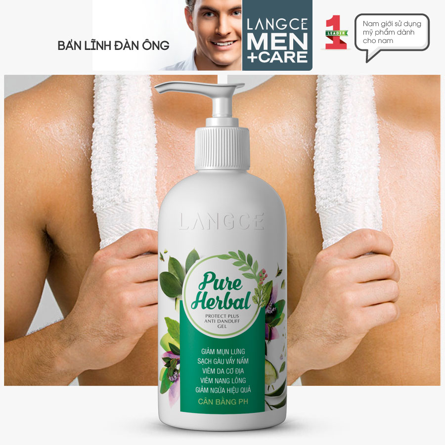 [HCM]TẮM GỘI SẠCH VẨY NẤM GÀU BẢO VỆ+ DA NGỪA MỤN LƯNG 250ml LANGCE DÀNH CHO NAM