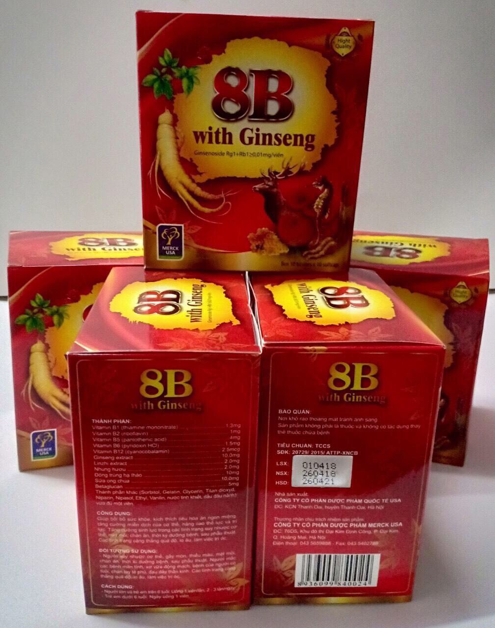 Vitamin 8B with ginseng bổ sung vitamin nhóm B, bồi bổ cơ thể hộp 100 viên