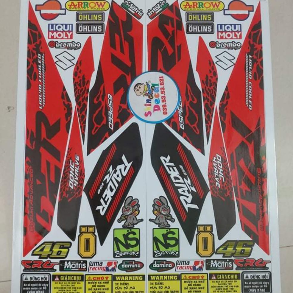 Tem xe raider fi báo đốm đỏ đen