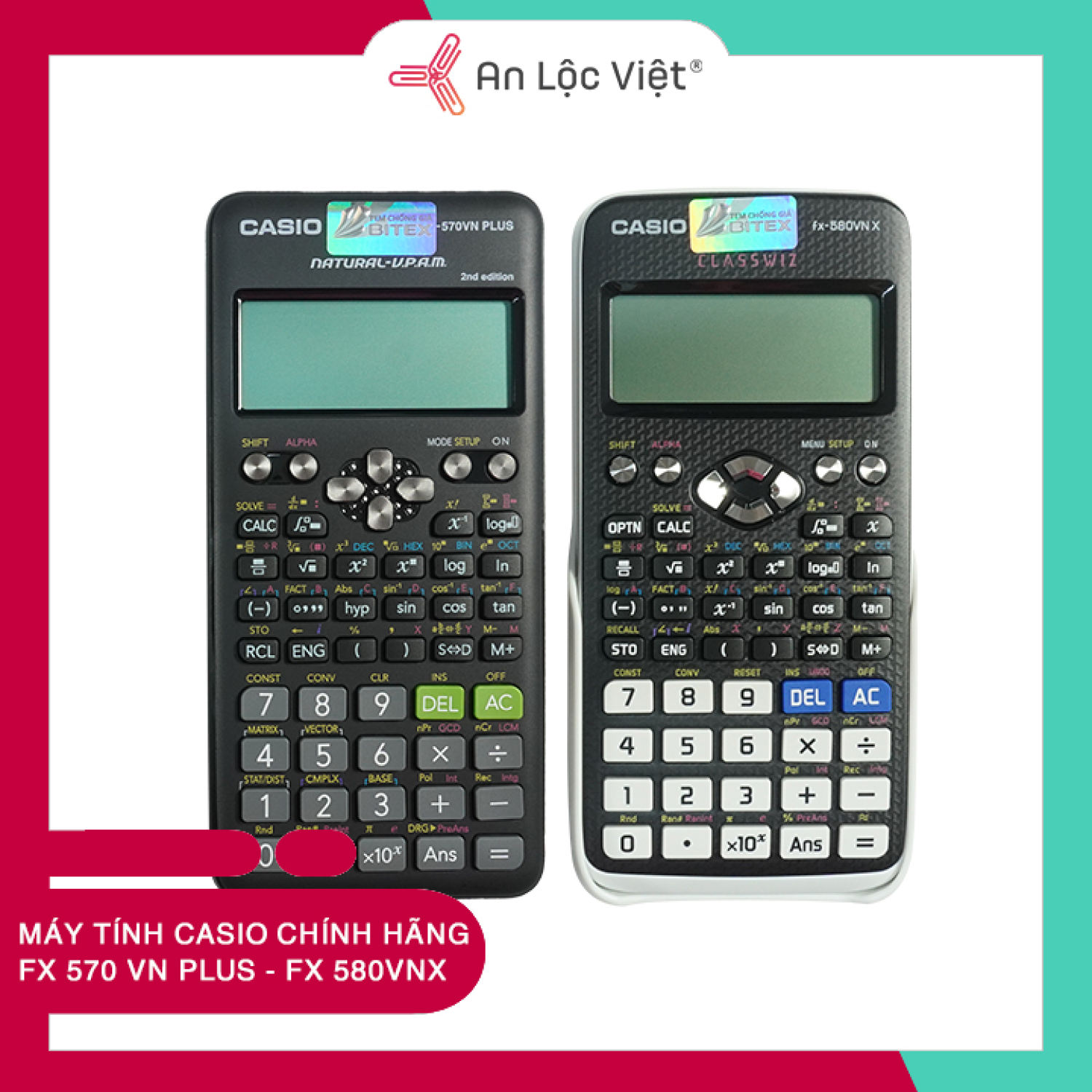 Máy tính casio fx 570 vn plus, casio fx 580vnx chính hãng