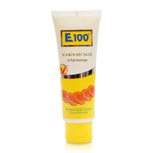 Sữa Rửa Mặt Nghệ Có Hạt Massage E100 100G