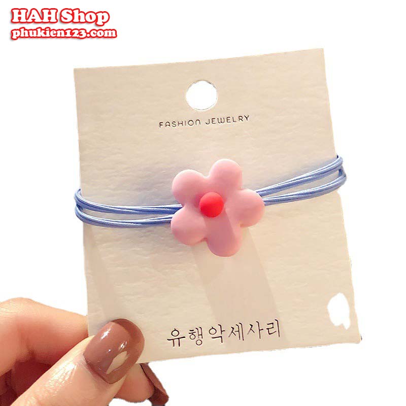 (Combo 5 dây, 5 màu) Dây buộc tóc hoa 5 cánh nhiều màu cột tóc cute phong cách Hàn Quốc