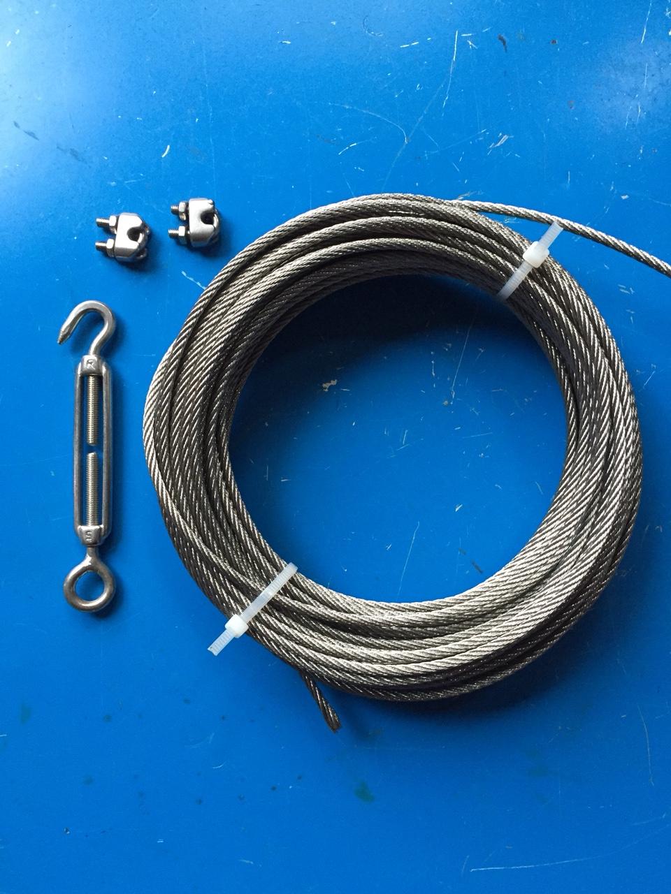 Dây cáp inox chuẩn 304 (2 ly x 10m). tặng 1 tăng đơ inox, 2 khóa cáp inox, dây phơi quần áo. dây phơi đa năng không han rỉ