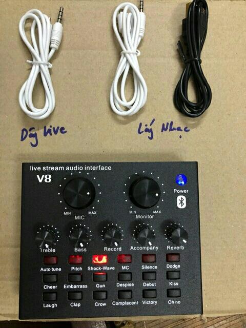 Soundcard v8 thu âm bản tiếng anh có bluetooth