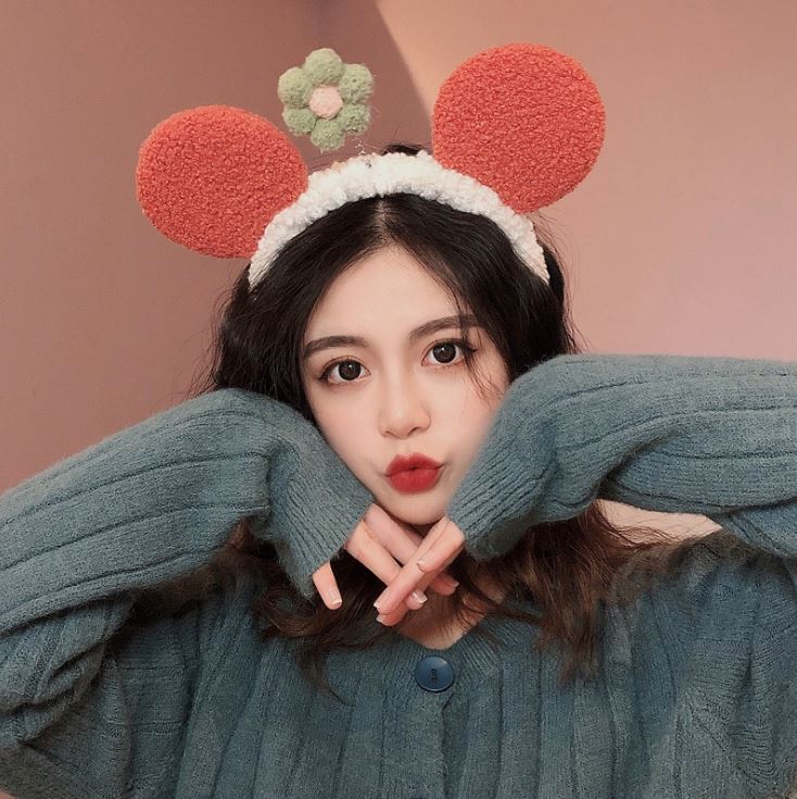 (6 Màu) Băng Đô, Bờm Cài Tóc Tai Chuột Mix Hoa Cute
