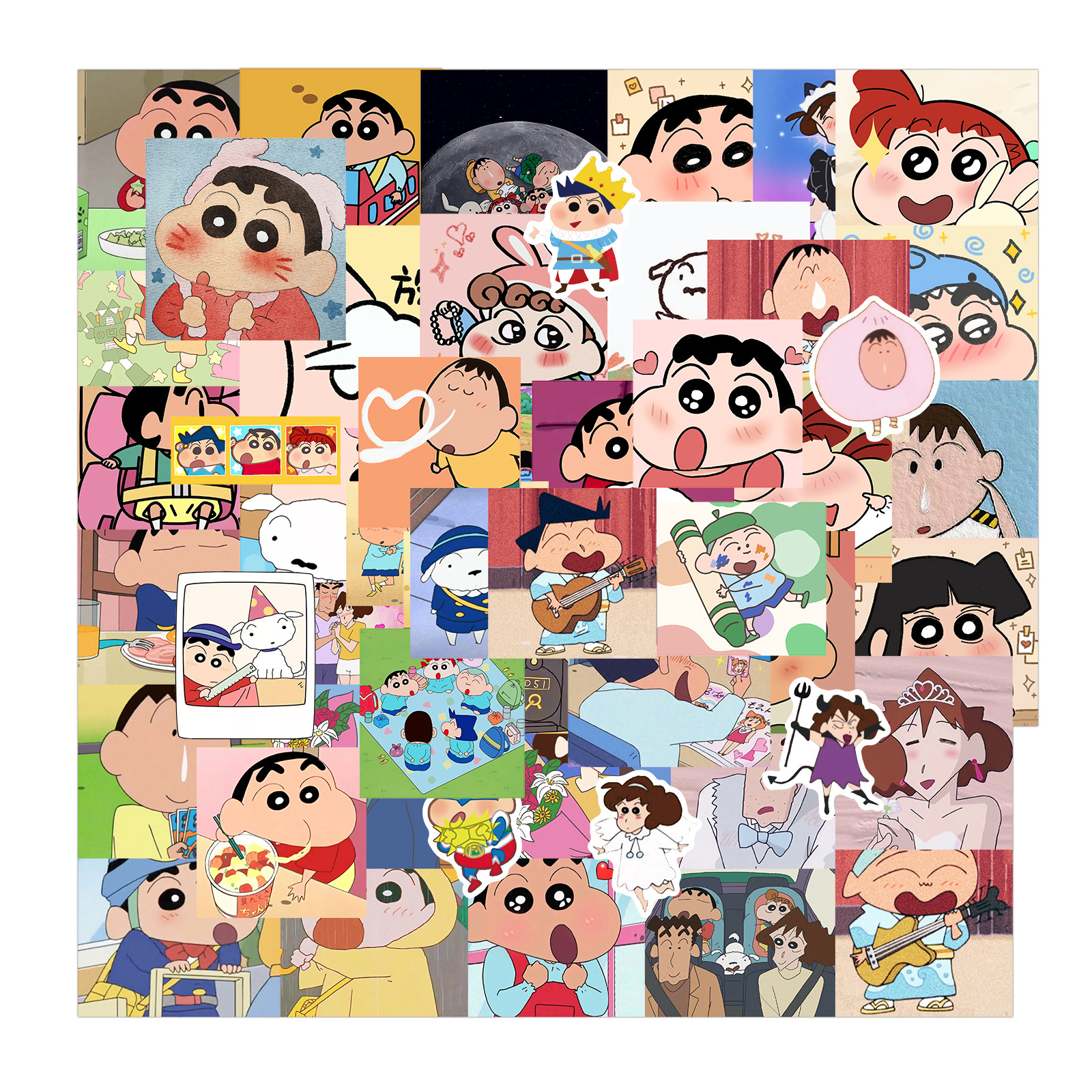 Set 50 Sticker nhám chống nước họa tiết dễ thương Shin Chan