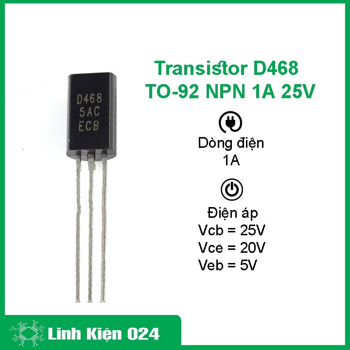 Combo 10 transistor d468 to-92 npn 1a 25v khuếch đại công suất tần số thấp