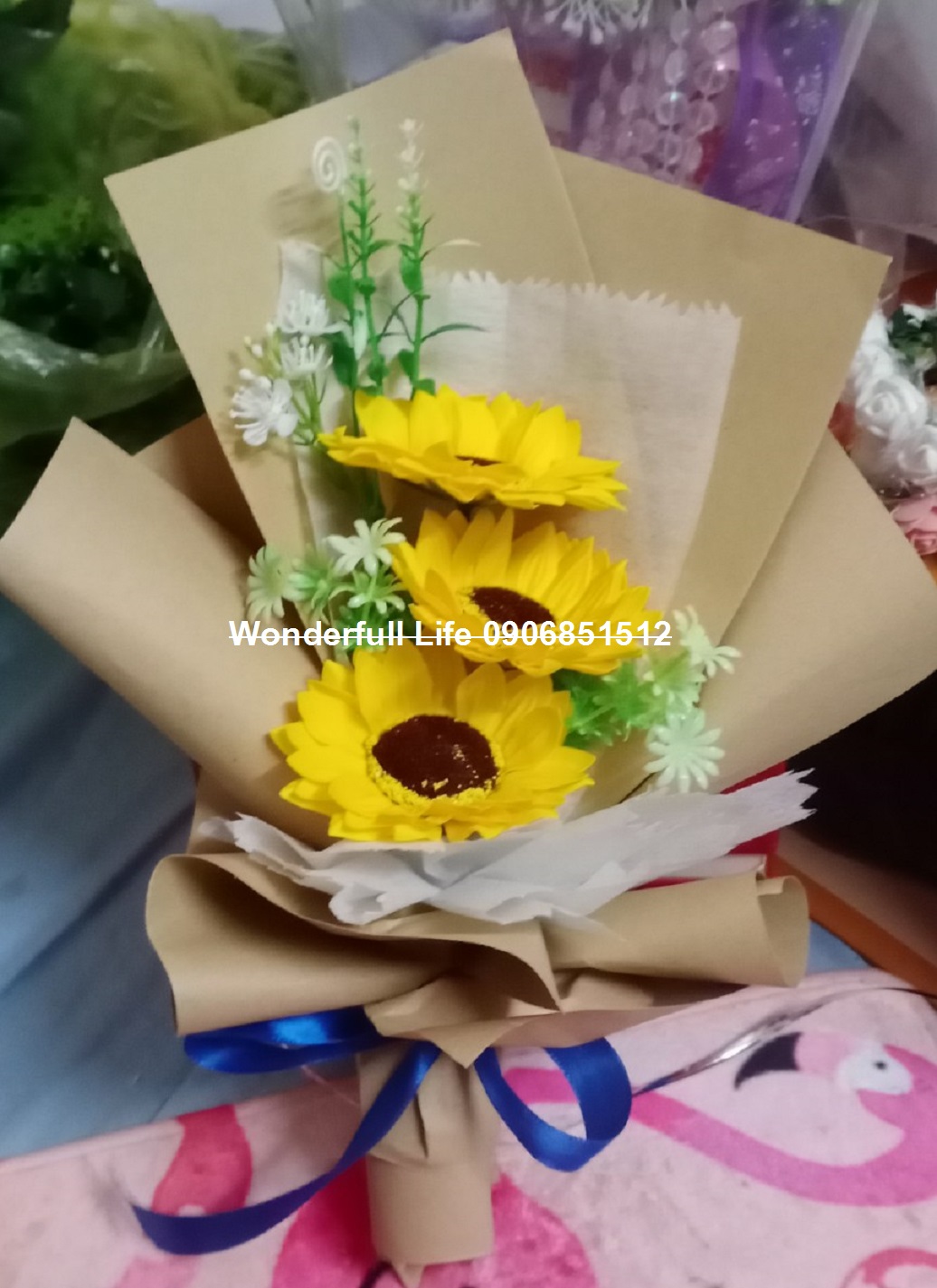 Bó hoa hướng dương sáp thơm 3 bông