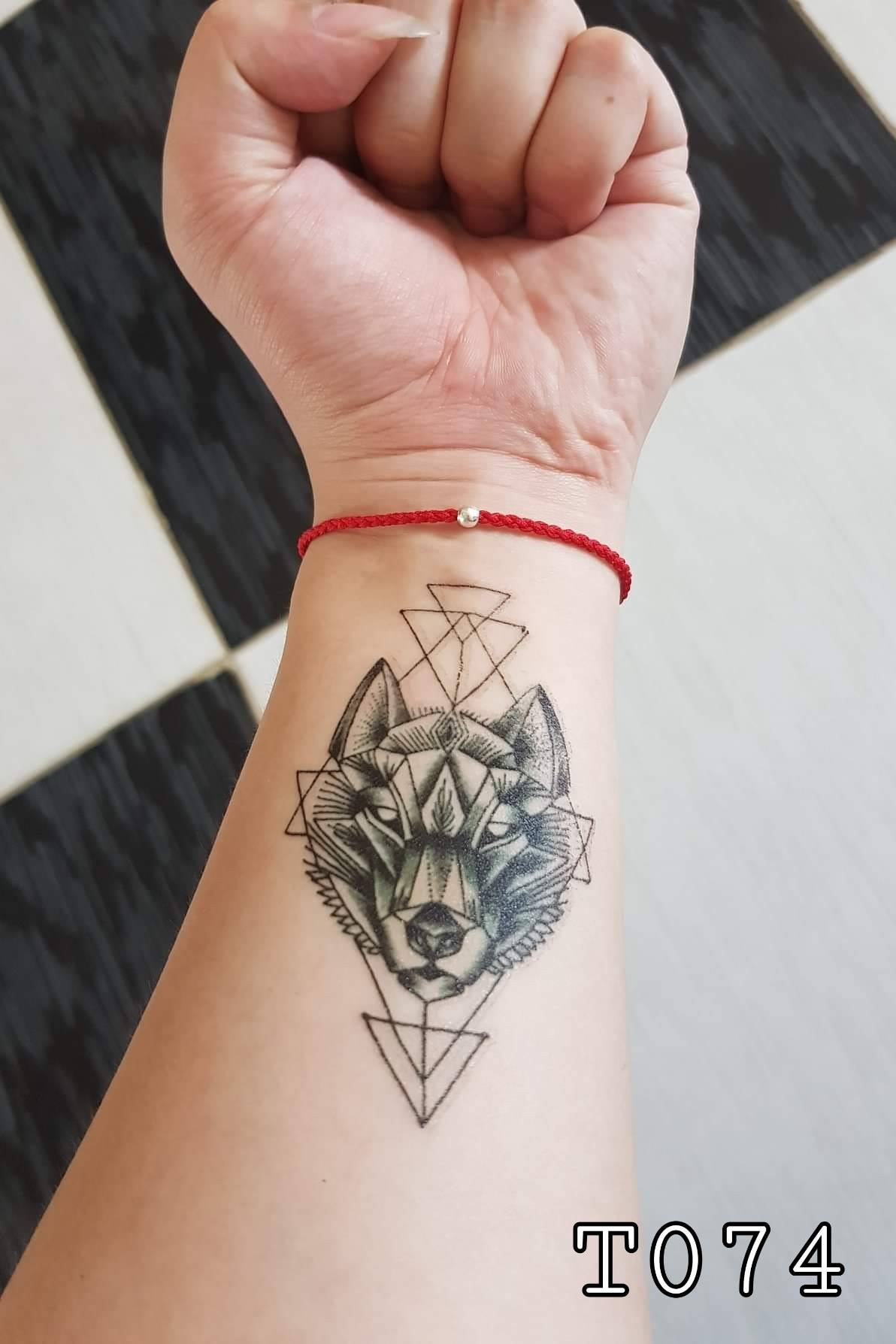 Combo 2 hình dán tatoo động vật, chó sói thủ lĩnh t074, đọc kỹ mô tả, sản phẫm không chống nước