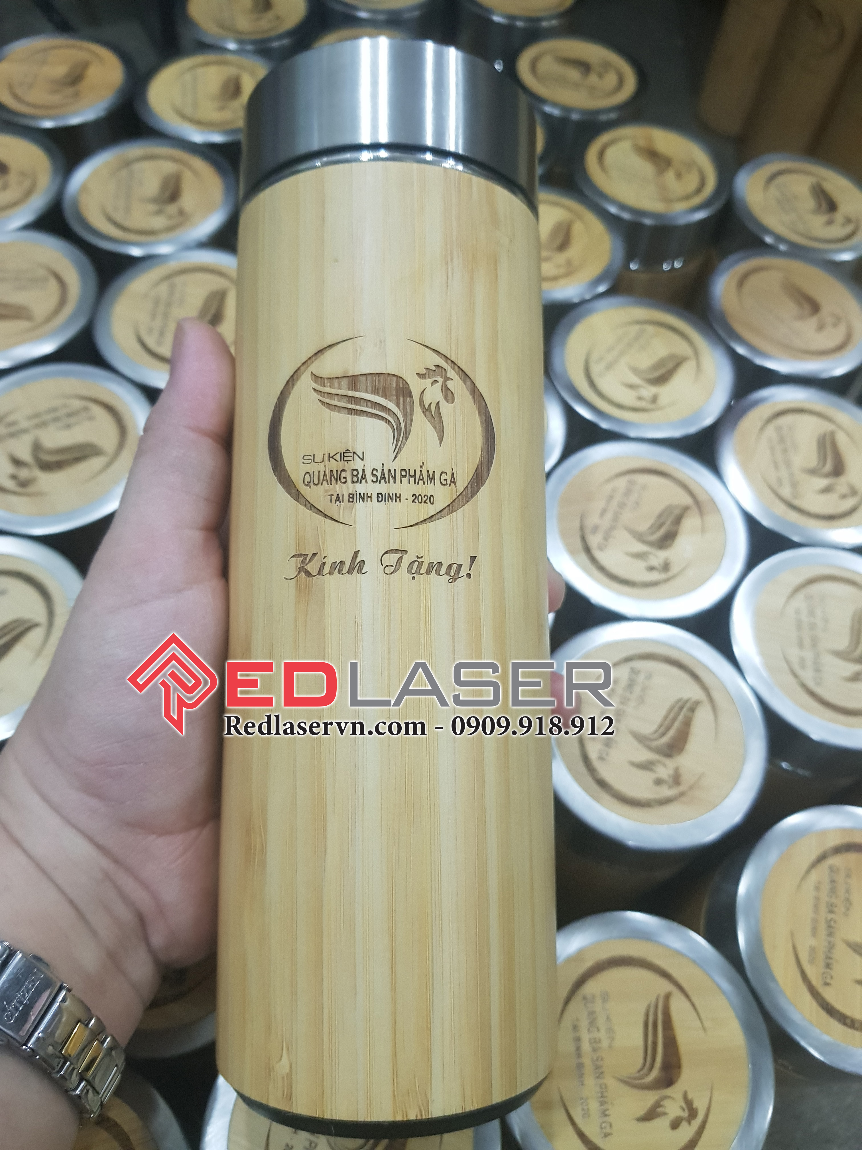 [Bán sỉ] Bình giữ nhiệt vỏ tre 350ml