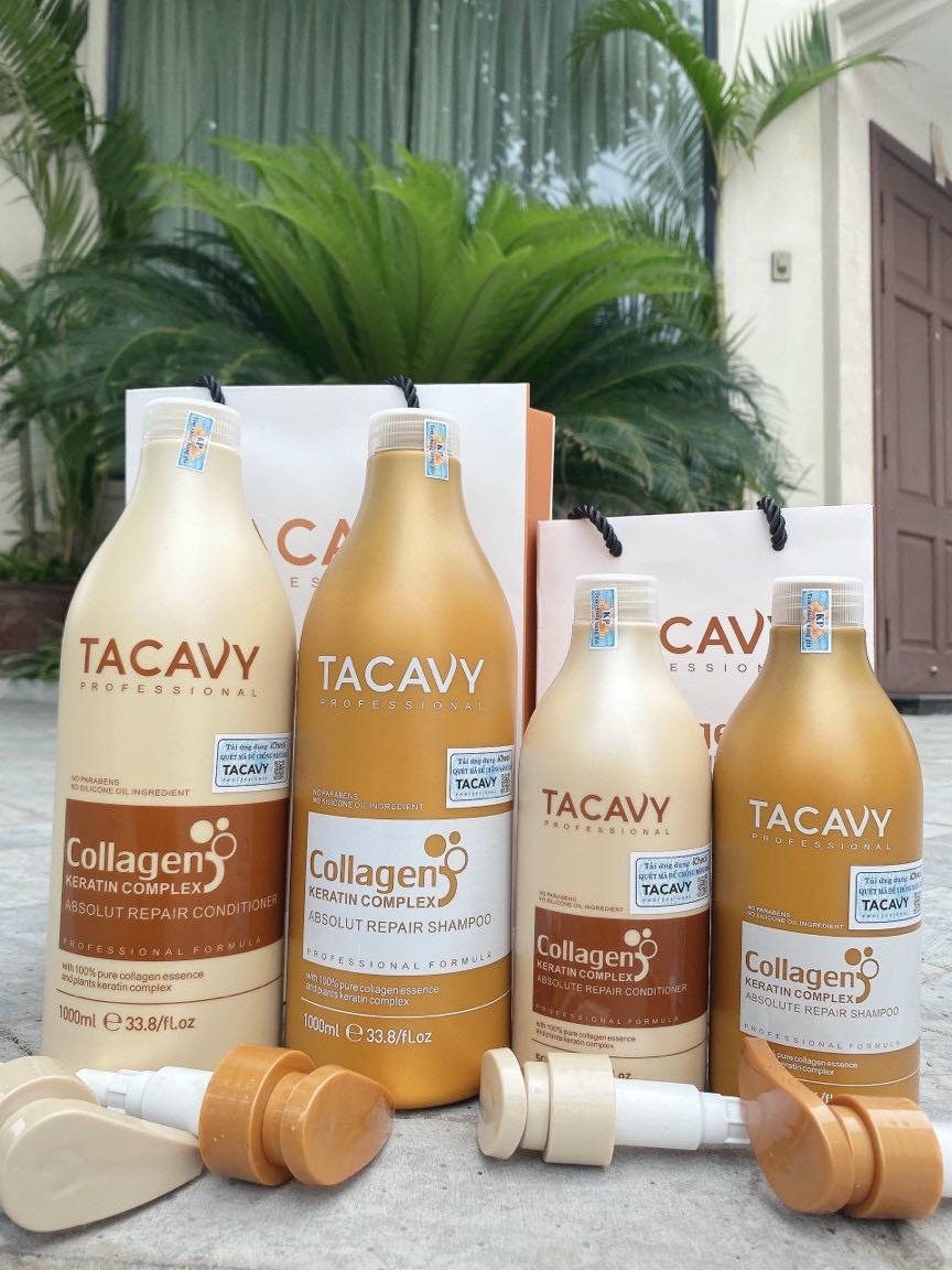 Bộ Dầu Gội Xả Tacavy Absolut Repair Collagen Keratin Complex Phục Hồi Siêu Mượt Cho Tóc Hư Tổn