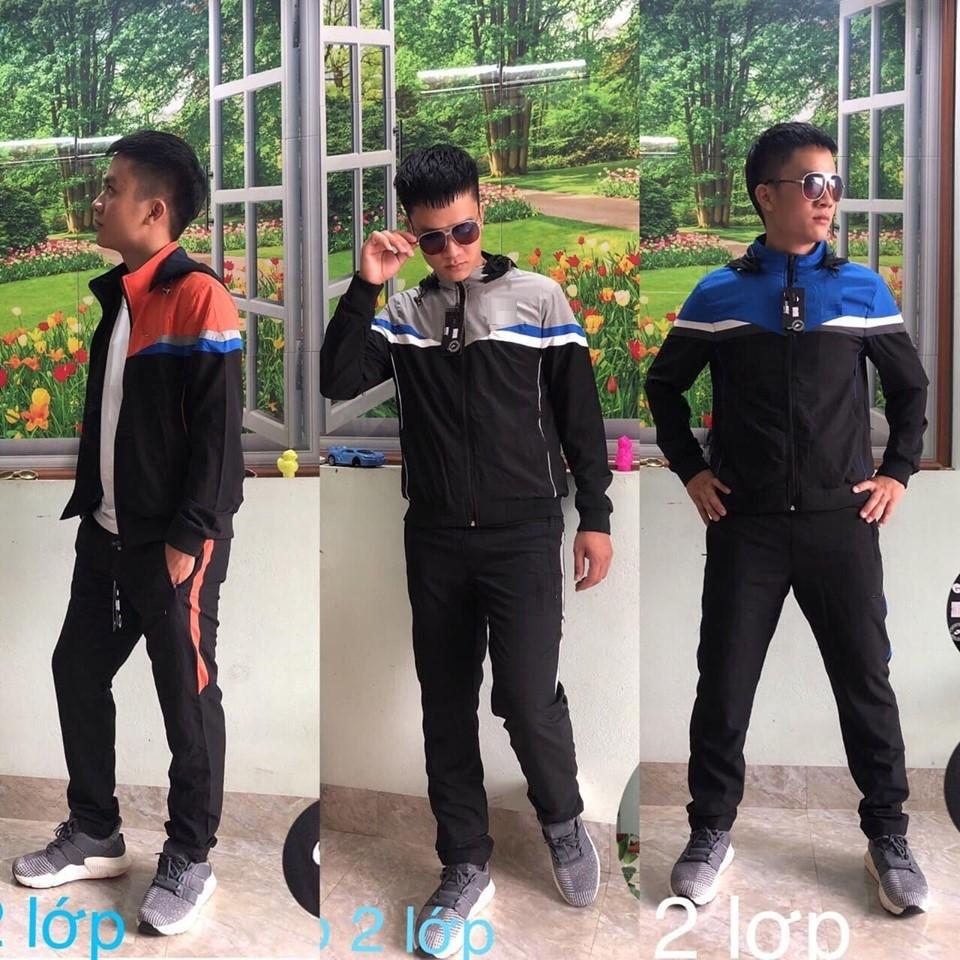Bộ thể thao nam chất gió 2 lớp cao cấp