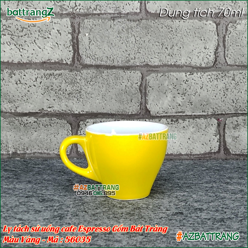 [70ML] Ly tách sứ cafe Espresso màu Vàng gốm Bát Tràng