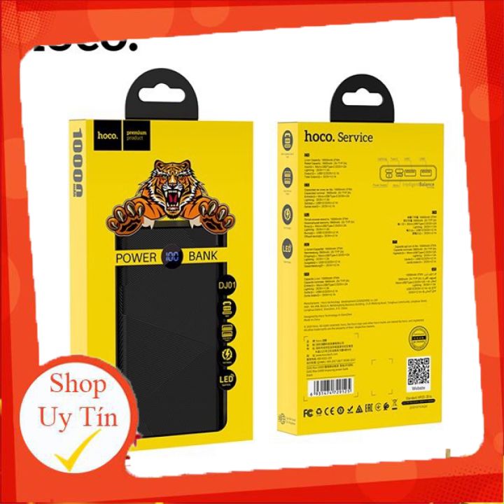 [HCM]PIN DỰ PHÒNG POLYMER A+2 CỔNG USB 2.1A-10000MAH. HOCO DJ01 MAX-MÀN HÌNH