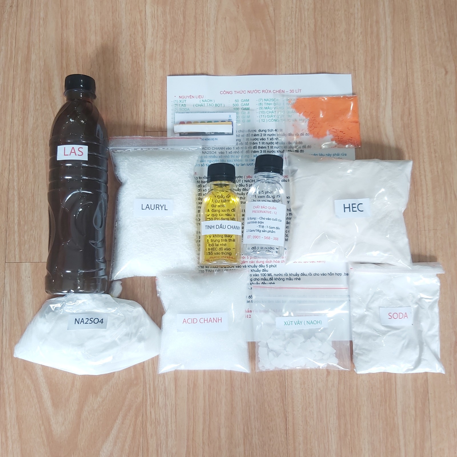CÔNG THỨC VÀ COMBO BỘ TỰ PHA NƯỚC RỬA CHÉN – 30 LÍT