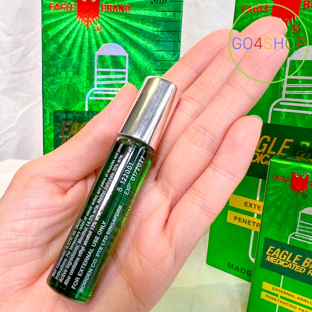 [Chính hãng] Dầu gió xanh con Ó Eagle Singapore dạng chai lăn 8ml