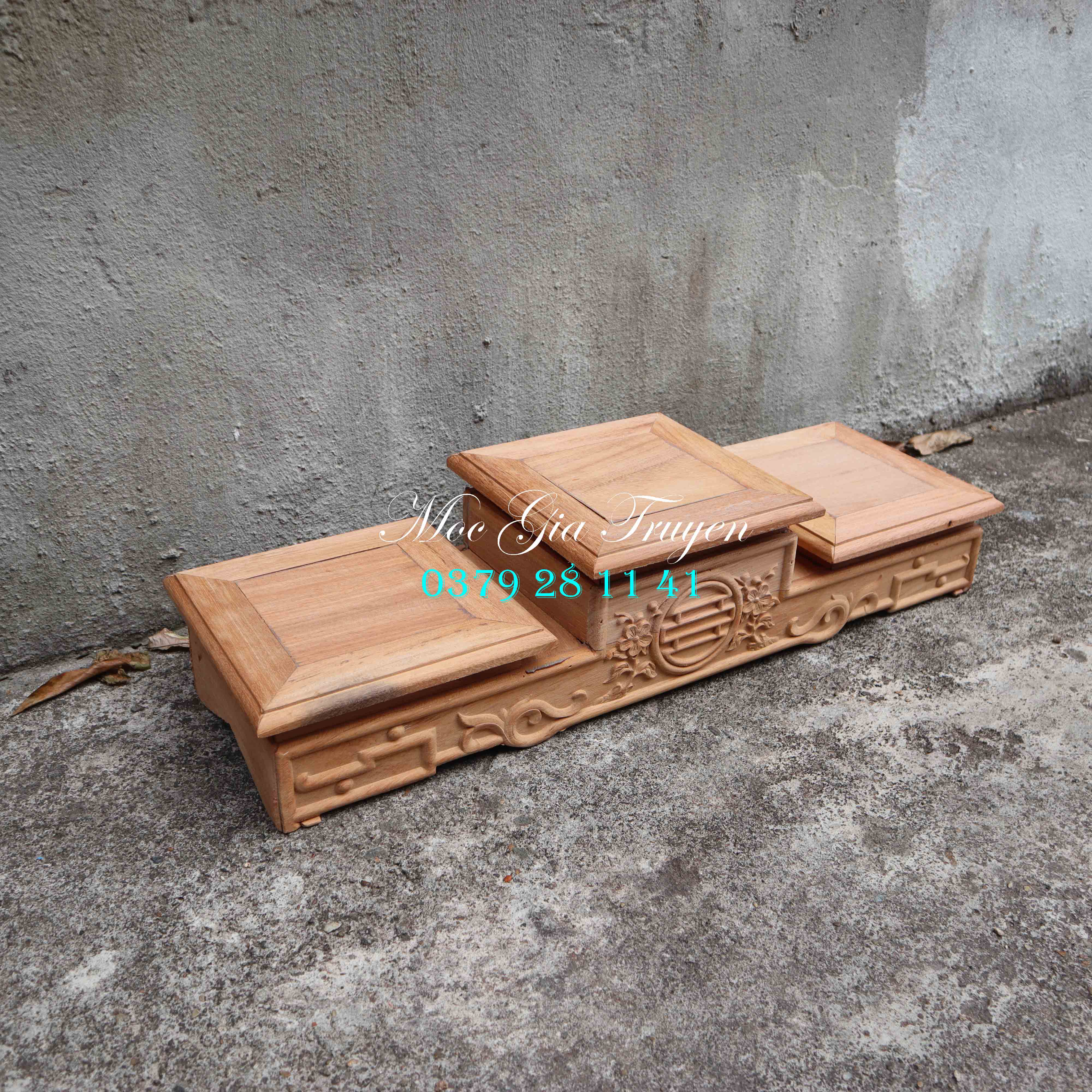 Đế kê bát hương thờ cúng bát nhang gỗ gõ