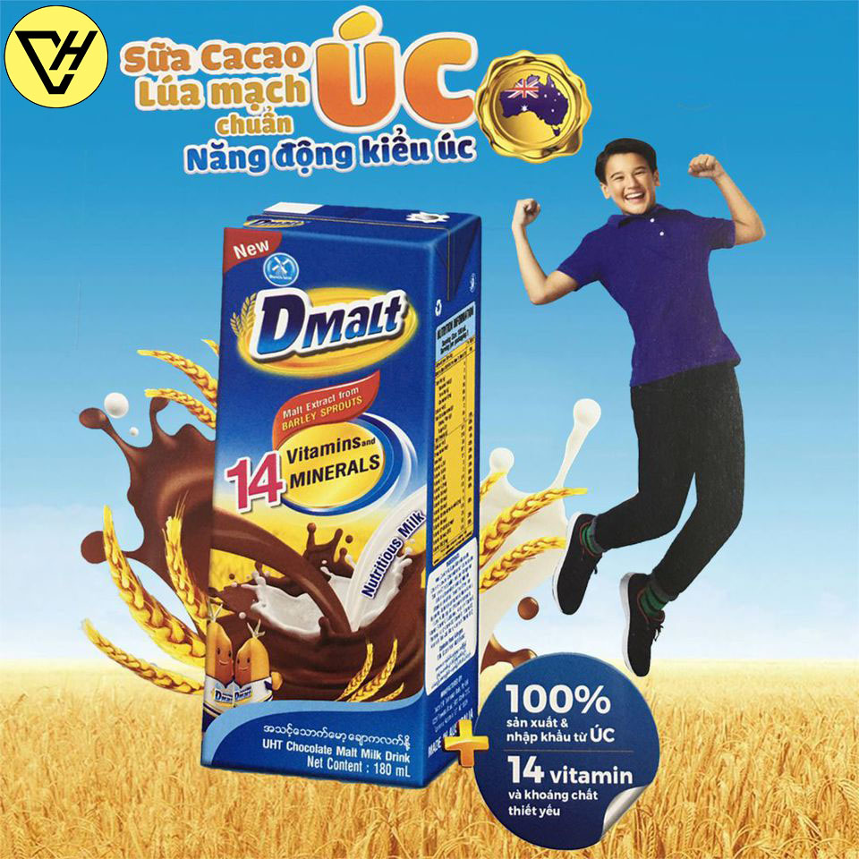 [HCM]Sữa Cacao Lúa Mạch DMALT (180ml x 4 Hộp)