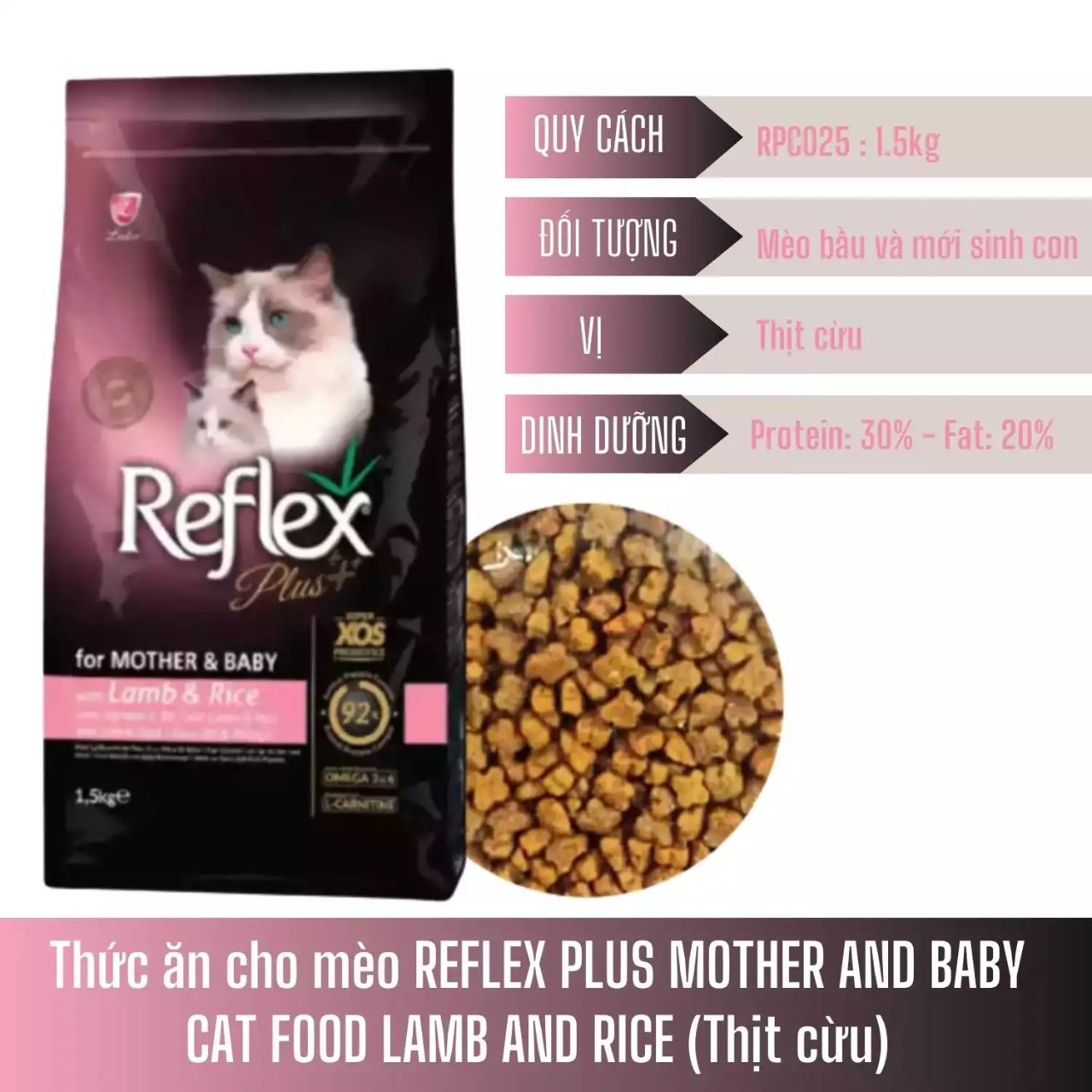 Thức Ăn Hạt Cho Mèo Reflex Plus - Bao 1.5Kg