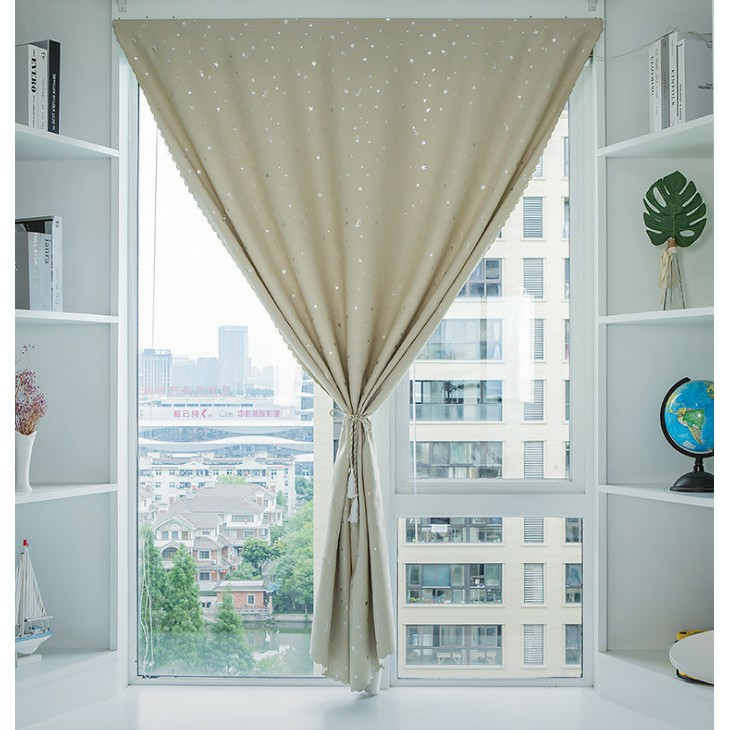 Rèm vải treo cửa chống nắng tốt 99% rèm cửa trang trí NGÔI SAO VÀNG RT123