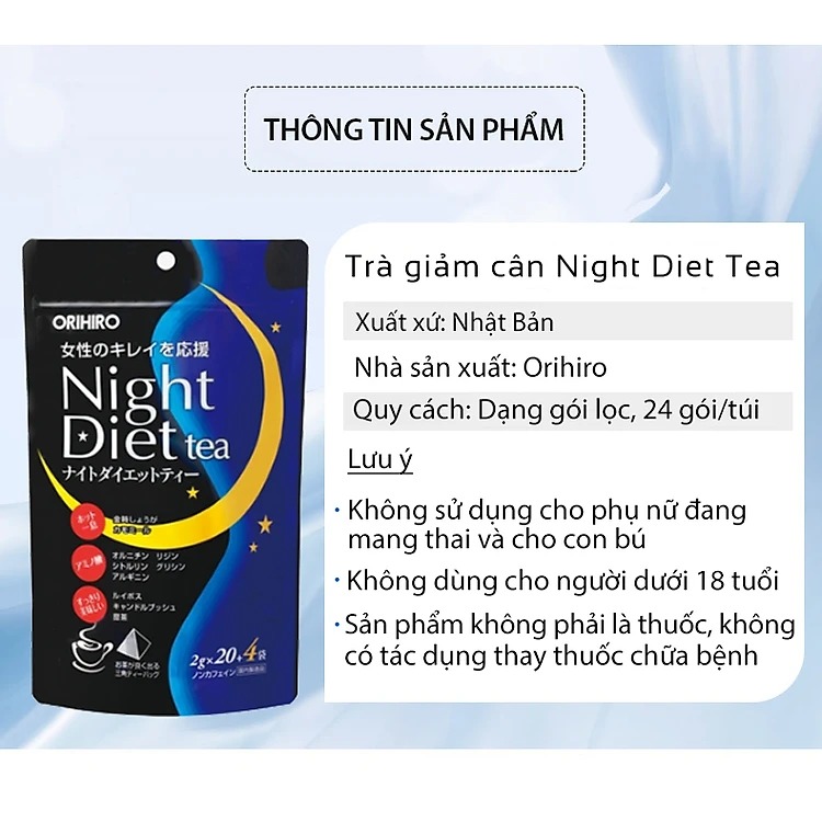 Trà Giảm Cân Night Diet Tea Orihiro Nhật Bản ( Loại 24 gói)