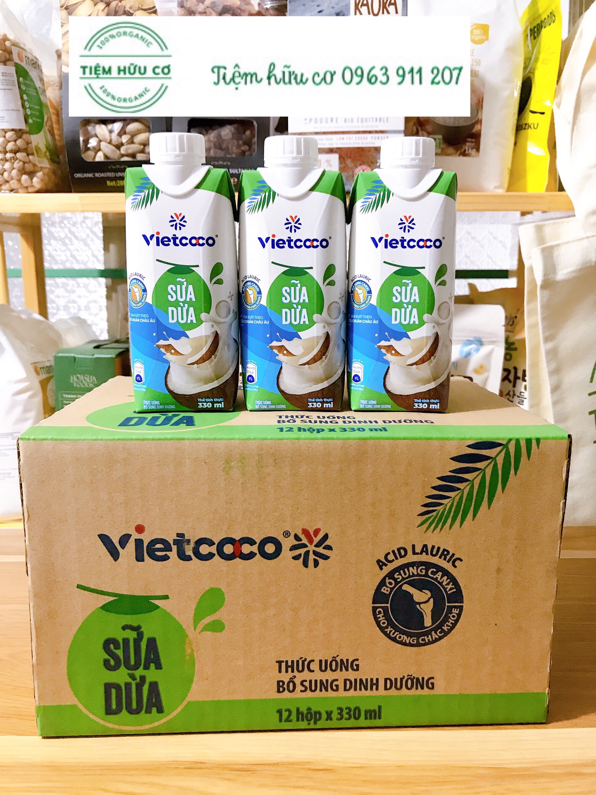 Sữa dừa UHT Vietcoco-Hộp 330ml (Tiệm Hữu Cơ)