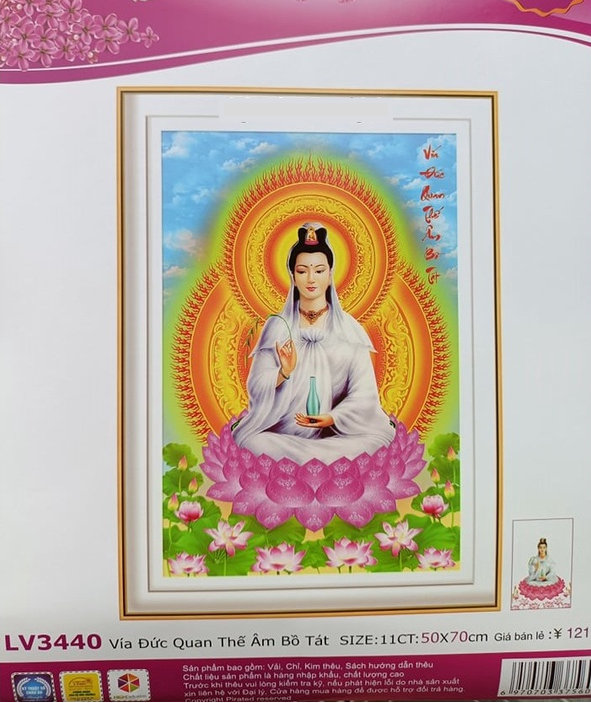 [HCM]Tranh thêu Quan Thế Âm Bồ Tát LV3440 - kích thước 50 * 70