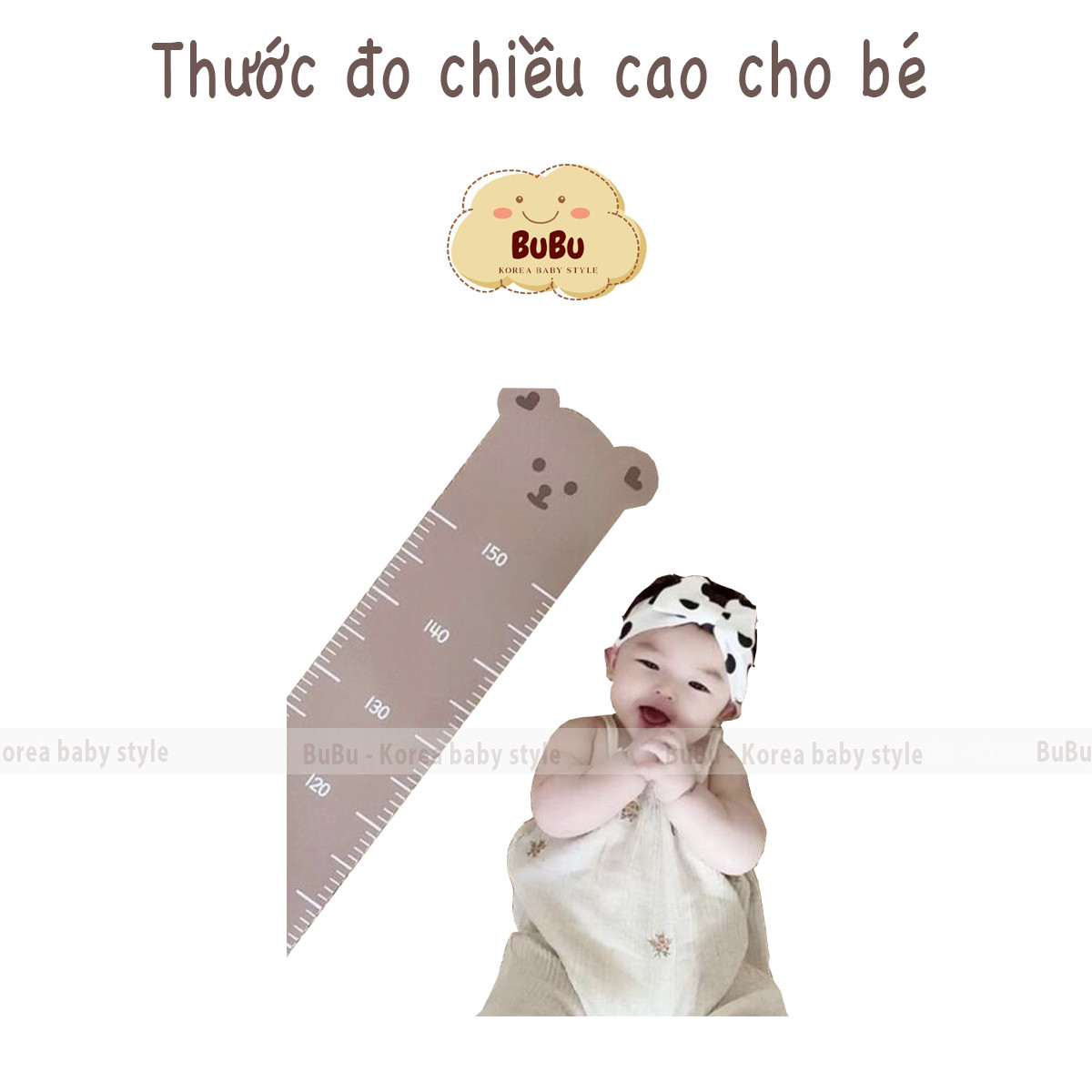 Thước Đo Chiều Cao Dán Tường Trẻ Em Bé Hình Gấu Dễ Thương