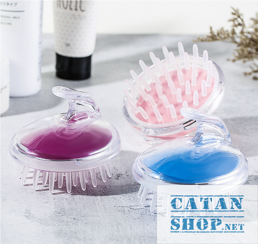 Lược Gội Đầu bằng silicon TRONG - Làm Sach Da Đầu, Tẩy Tế Bào Khi Gội Đầu, massage đầu giảm stress GD518-LuocMS-Trong