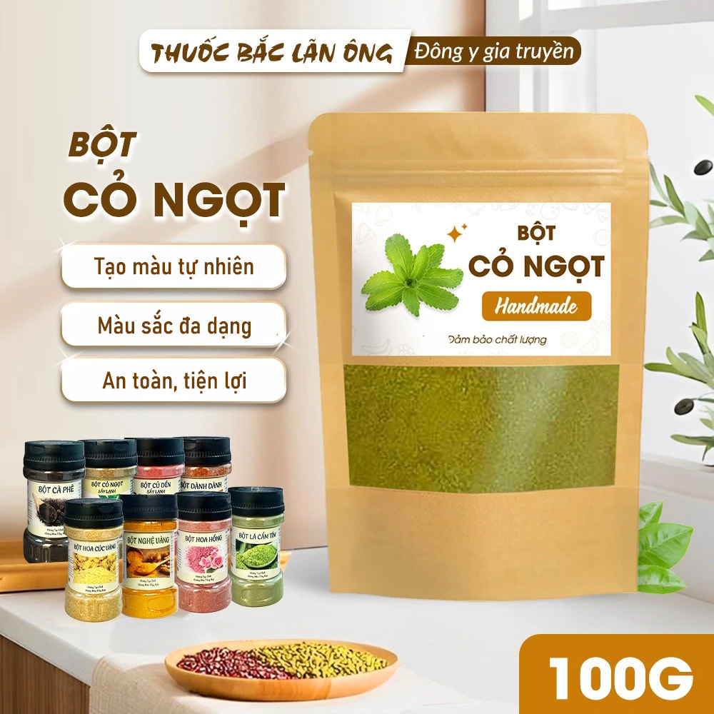 Bột cỏ ngọt sấy lạnh 100g, nguyên chất, đường dành riêng cho người ăn kiêng, tốt cho sức khỏe - Lãn Ông