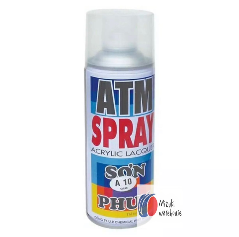 Sơn xịt bóng ATM spray không màu A10 ( clear- lớp phủ sơn trong suốt, tạo bóng, bảo vệ bề mặt)