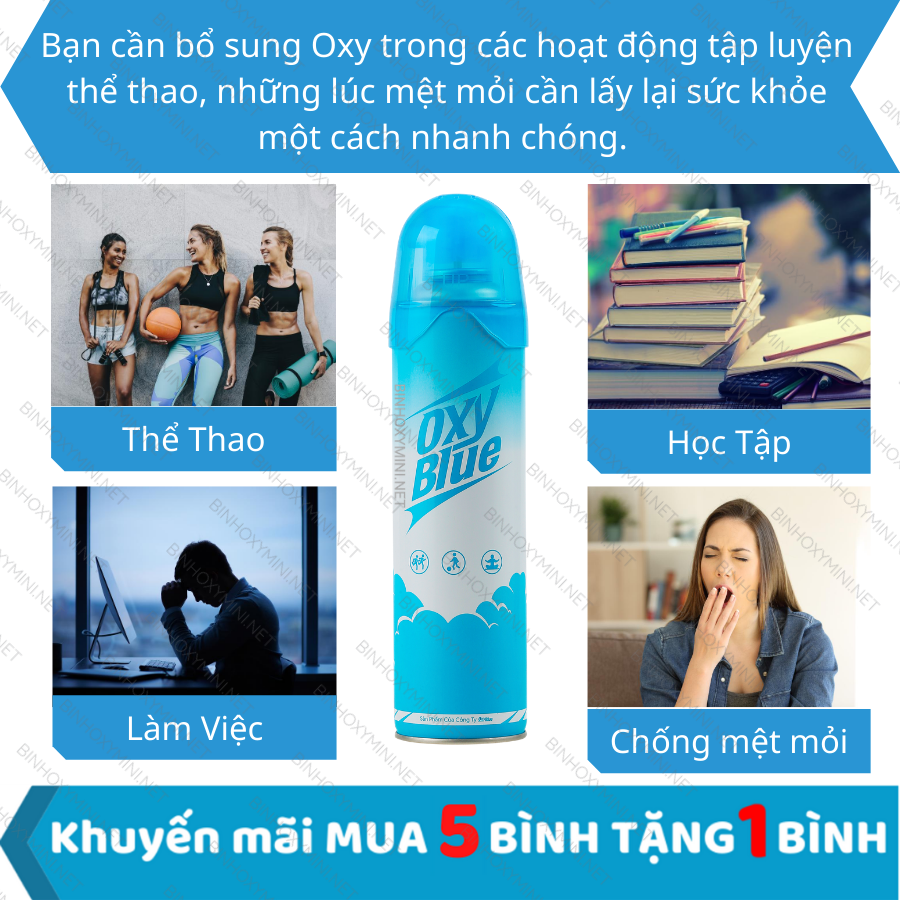 Bình Oxy Mini Cầm tay chứa Oxy tinh khiết 99%