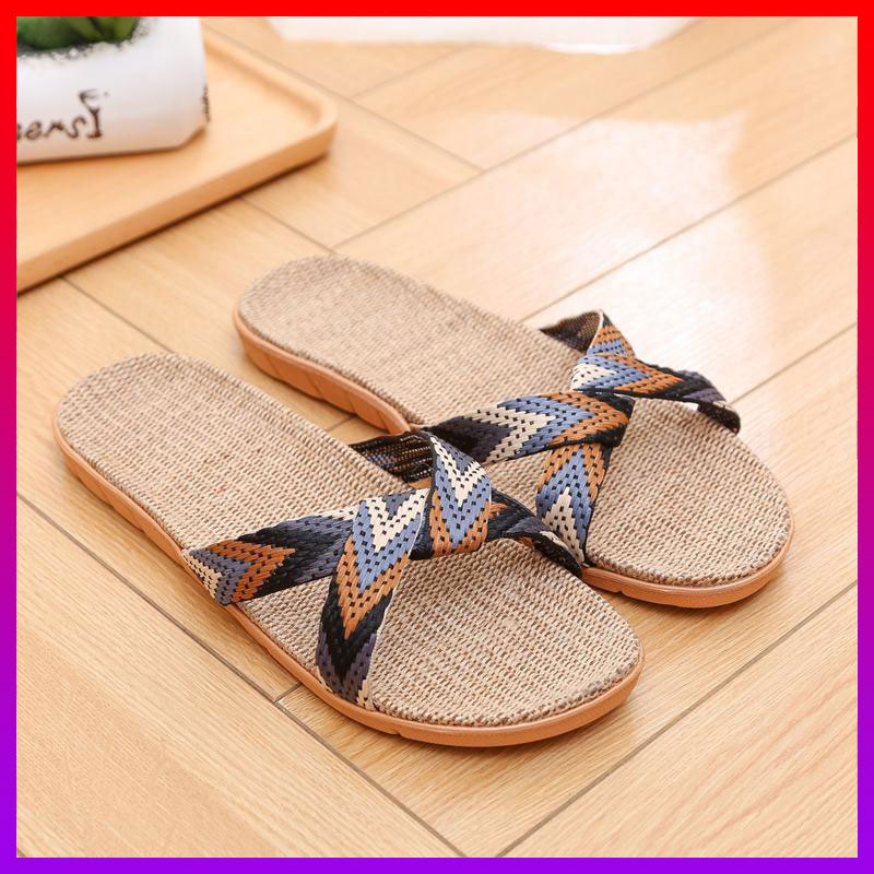 Dép cói Quai ngang Thổ cẩm CÁCH ĐIỆU - Đế nhựa ÊM ÁI chống trượt - NHShop