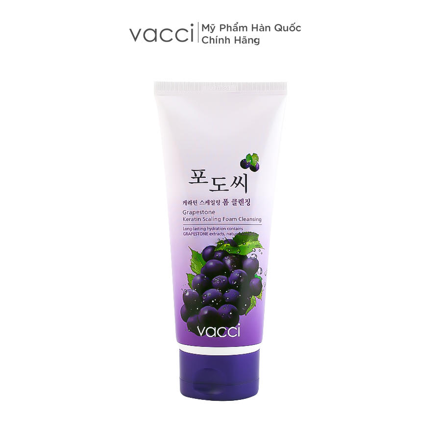 Sữa Rửa Mặt Hạt Nho Vacci Dưỡng Trắng Tẩy Tế Bào Chết Làm Sạch Sâu 180ml