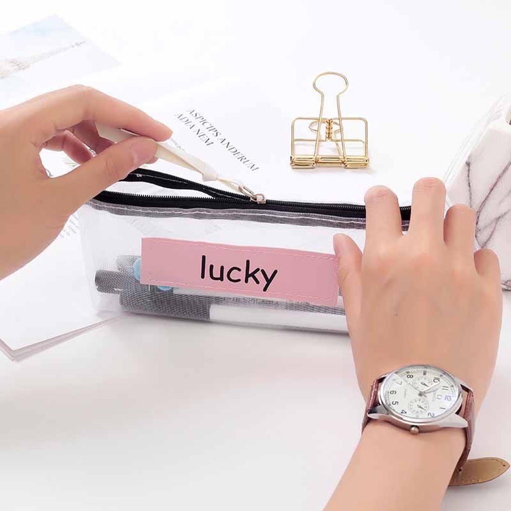 Bóp Viết-Hộp Bút Lưới Tag Chữ
