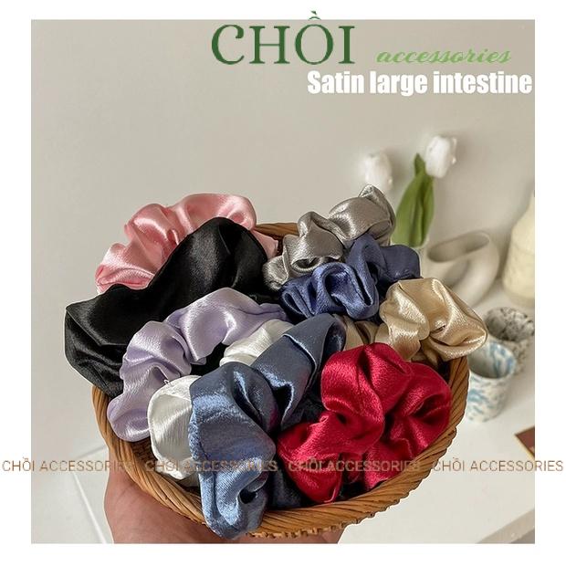 Buộc tóc vải, scrunchies vải lụa satin cao cấp - Y014